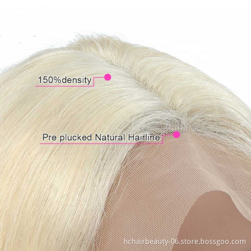 Best Seller Wholesale Blonde 613 Brazilian Natural Hair Line with Baby Hair Wig Short Human Hair Bob Wigs